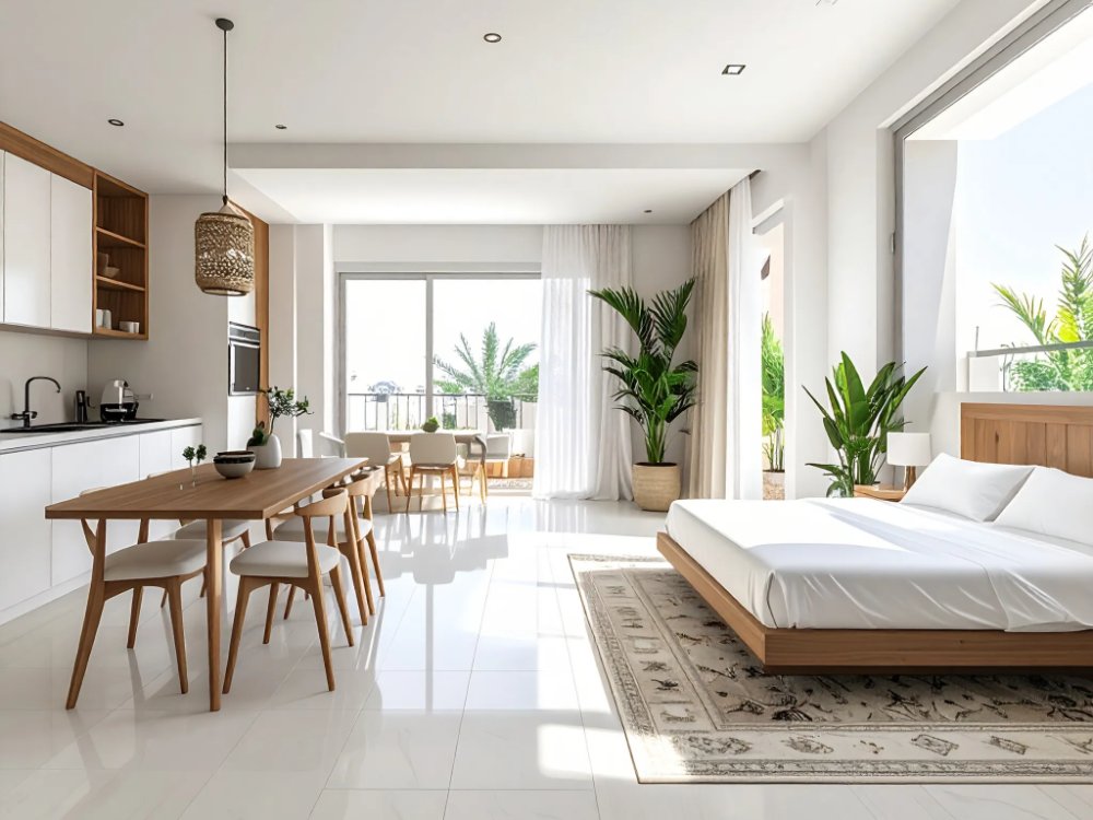 Wnętrze apartamentu - Dubai Frame. Zdjęcie wygenerowane przez AI.