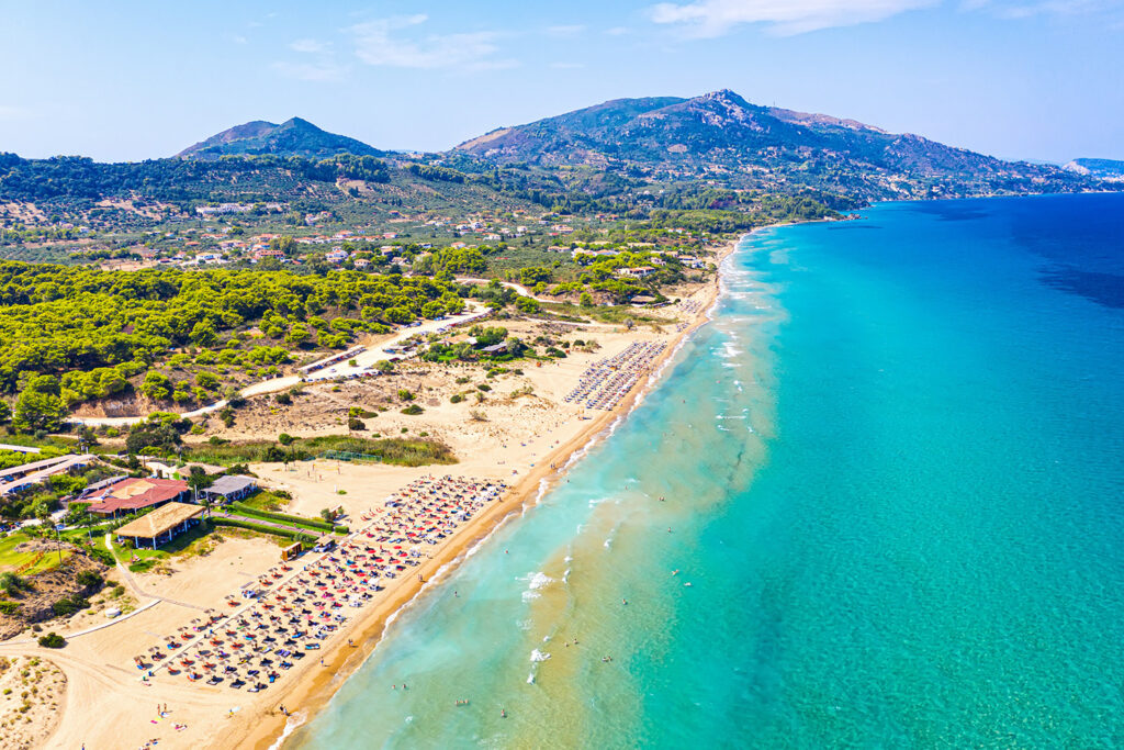 Plaża Banana – najdłuższa plaża na Zakynthos.