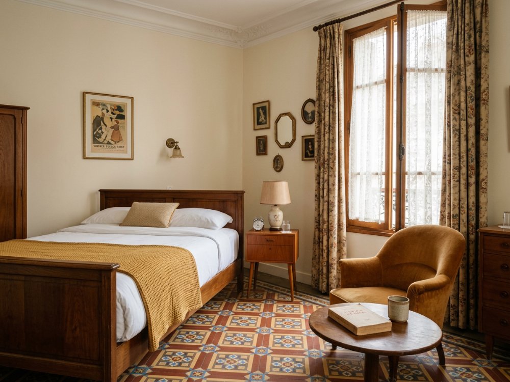 Klimatyczny pokój w hotelu w Paryżu. Zdjęcie wygenerowane przez AI.