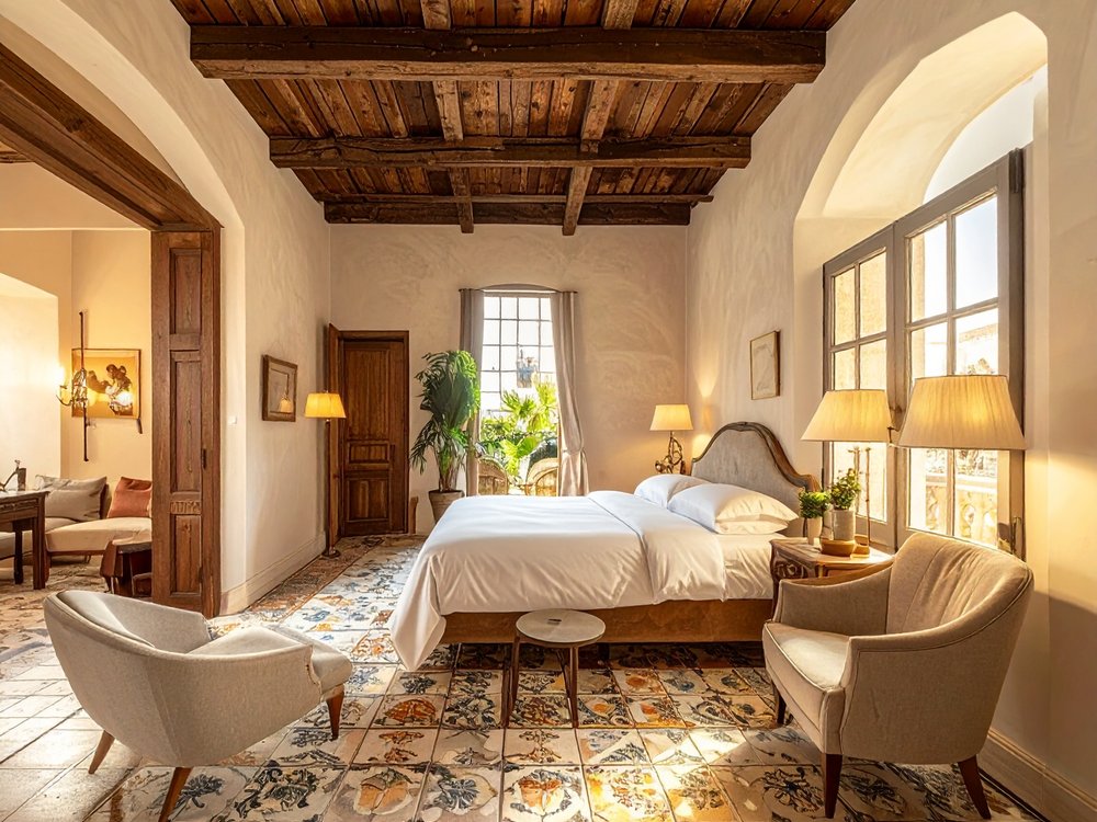 Elegancki apartament w zabytkowym palazzo w Palermo. Zdjęcie wygenerowane przez AI.